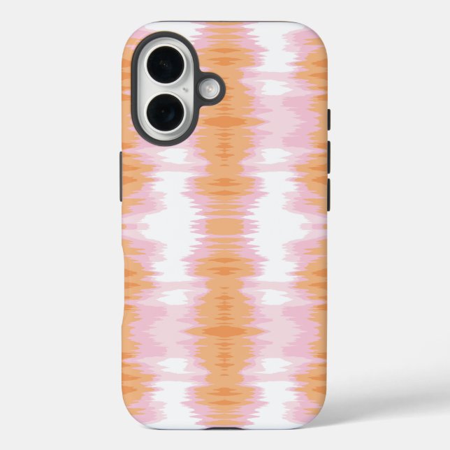 Funda iPhone 16 Ikat Brillante en Rosa y Naranja (Reverso )