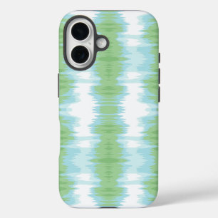 Funda iPhone 16 Ikat Brillante en Verde y Aqua