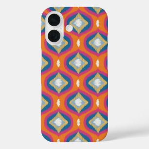 Funda iPhone 16 Ikat Series Ogee Naranja Blue