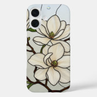 Ilusión de vidrio manchado de magnolias blancas