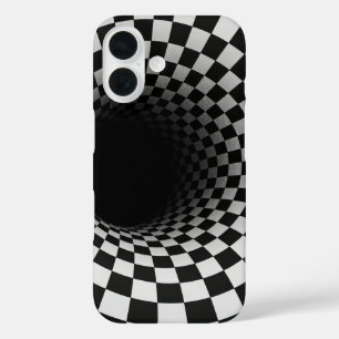 Funda iPhone 16 Ilusión óptica de túnel en blanco y negro
