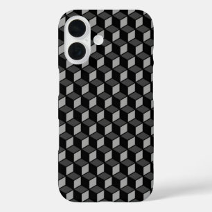 Funda iPhone 16 Ilusión óptica en negro 3D