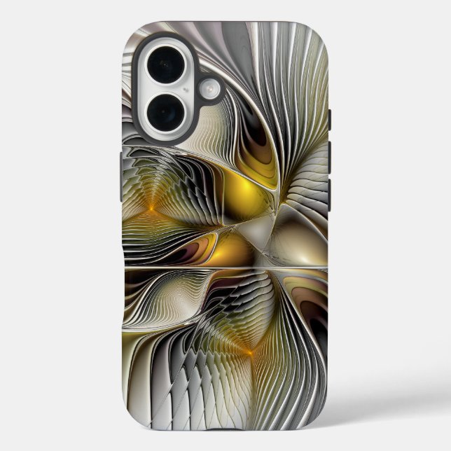 Funda iPhone 16 Ilusión óptica Resumen 3D Fractal con profundidad (Reverso )