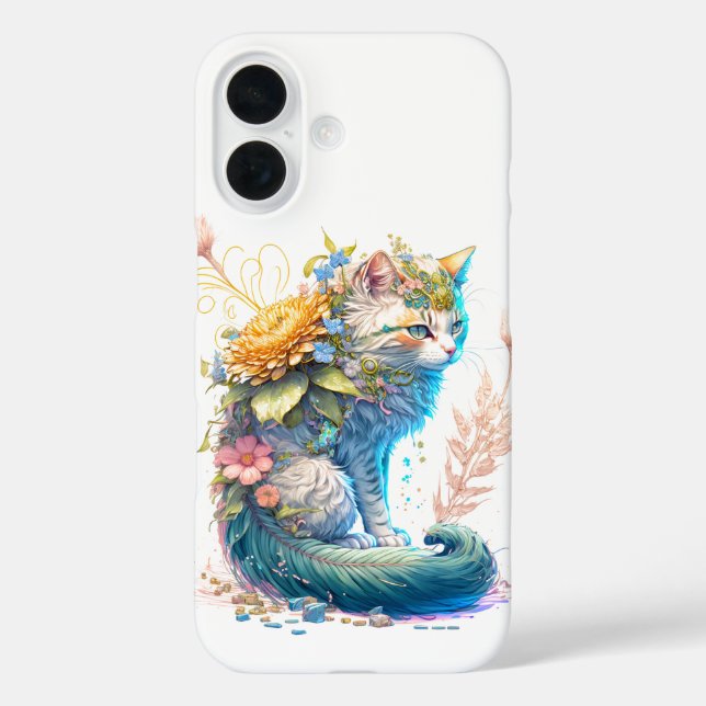 Funda iPhone 16 Ilustracion artístico majestuoso de gatos Kitty (Reverso )