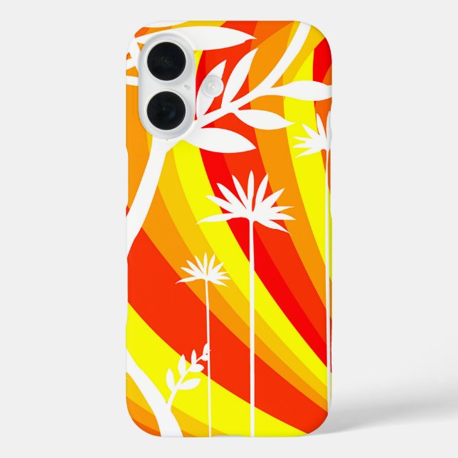 Funda iPhone 16 Ilustracion Botánico Blanco y naranja (Reverso )