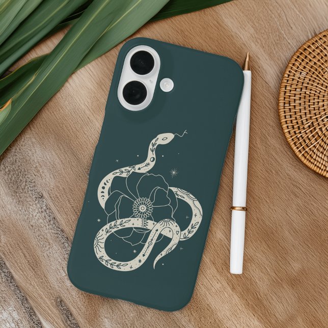 Funda iPhone 16 Ilustracion botánico místico de serpientes (Subido por el creador)