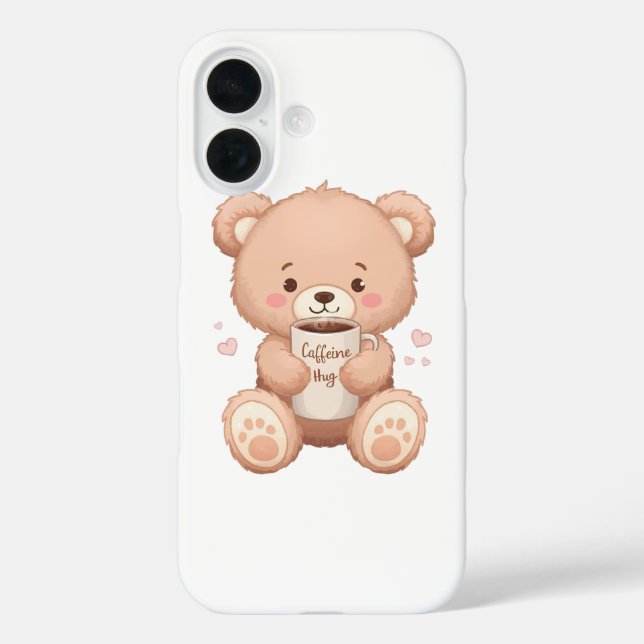 Funda iPhone 16 Ilustracion Cosy Coffee Love Bear (Reverso )