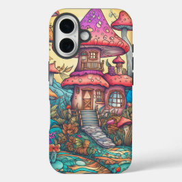 Funda iPhone 16 Ilustracion Cute Creative Mushroom Hut