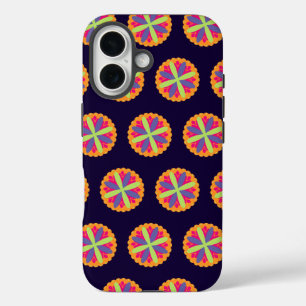 Funda iPhone 16 ilustracion de formas florales naranjas