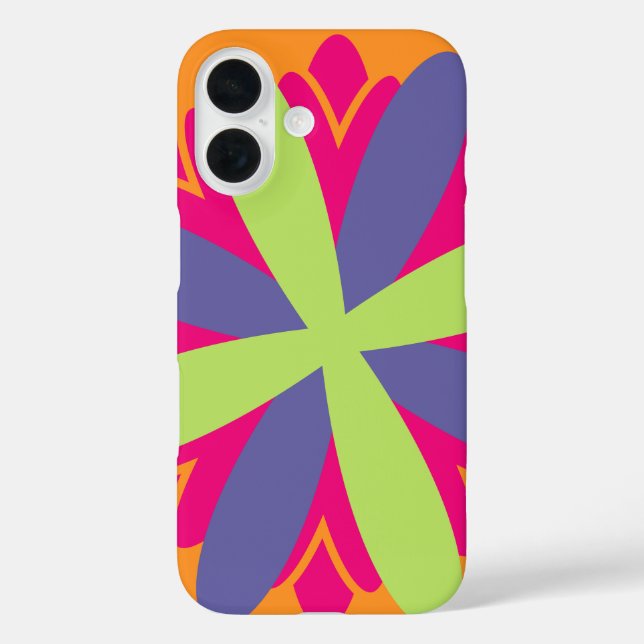 Funda iPhone 16 ilustración de formas florales naranjas (Reverso )