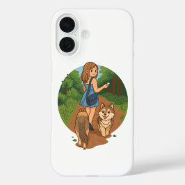 Funda iPhone 16 Ilustración de mamá de perro lindo caminando cacho