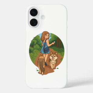 Funda iPhone 16 Ilustración de mamá de perro lindo caminando cacho