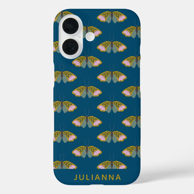 Funda iPhone 16 Ilustracion de mariposa floral Boho personalizado (Reverso )