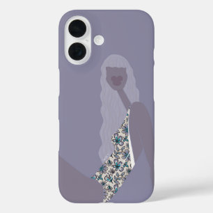 Funda iPhone 16 Ilustración de Moda Mujer Chic Púrpura Arte Modern