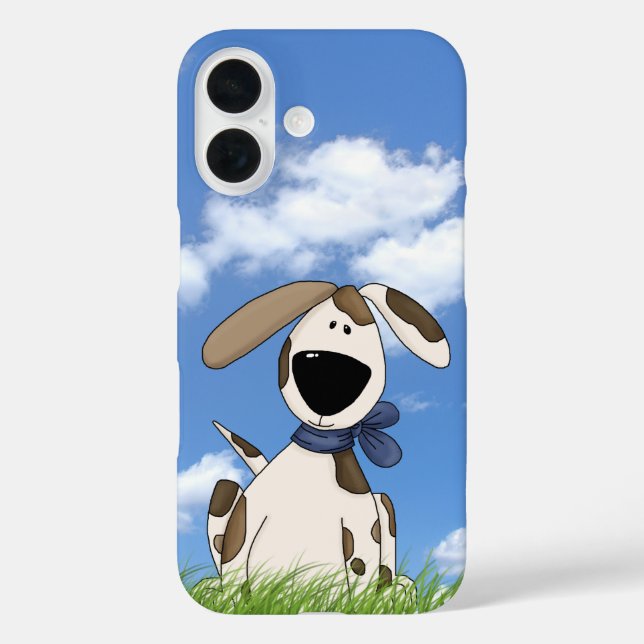 Funda iPhone 16 ilustración de perro lindo en hierba (Reverso )