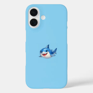 Funda iPhone 16 Ilustración de tiburón lindo con ojos grandes Anim