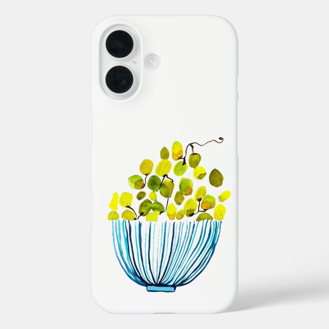 Funda iPhone 16 Ilustración de uvas en acuarela de frutas (Reverso )