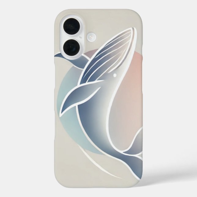 Funda iPhone 16 Ilustracion digital: elegante silueta de ballena (Reverso )