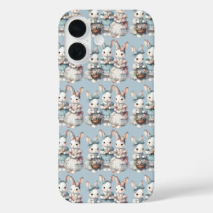 Funda iPhone 16 Ilustración en acuarela de las hermanas conejitas 