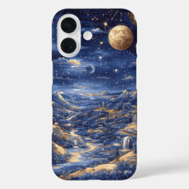 Funda iPhone 16 Ilustracion Fantasía Mítica Cósmica de Medianoche 