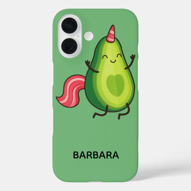 Funda iPhone 16 Ilustracion Kawaii de aguacate Unicorn - Fantasía  (Reverso )