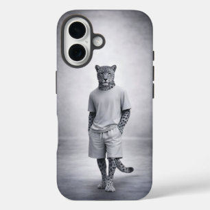 Funda iPhone 16 Ilustración minimalista de streetwear de leopardo