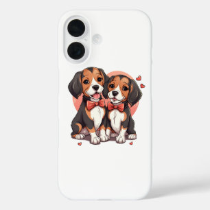 Funda iPhone 16 Ilustracion romántico beagle pipa amor
