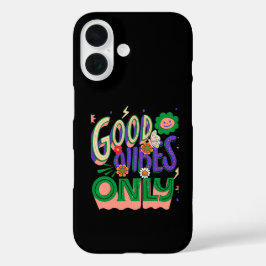 Funda iPhone 16 Ilustración Tipografía Buenas Vibraciones