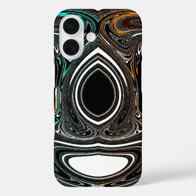 Funda iPhone 16 Imagen de arte en textura de cebra de origen étnic (Reverso )