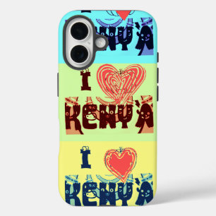Funda iPhone 16 Imagen de arte pop de Kenya Travel Souvenir