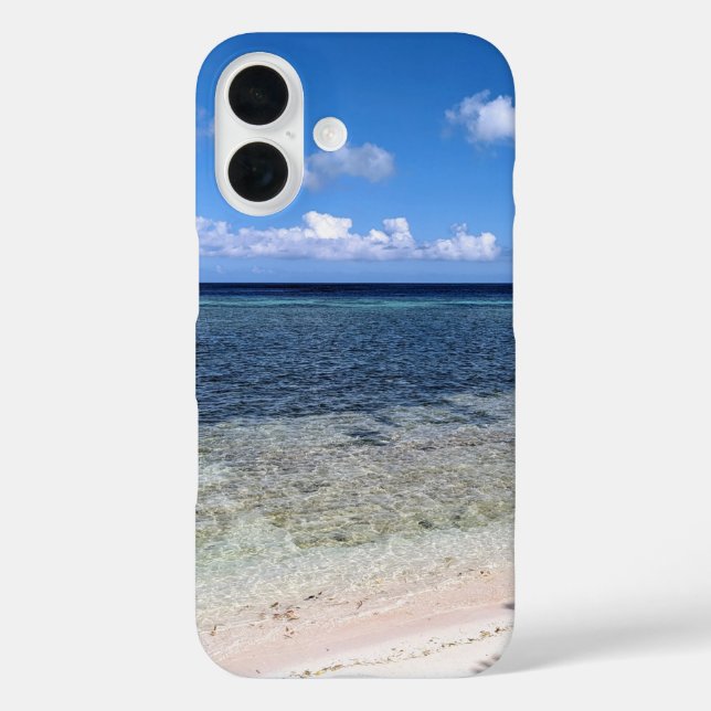 Funda iPhone 16 Imagen de escapada tropical de playa (Reverso )