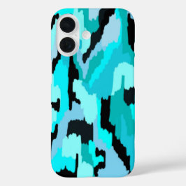 Funda iPhone 16 Impresión abstracta verde azulada y negra