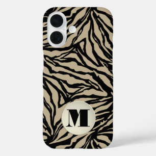 Funda iPhone 16 Impresión de animales de color beige monogramada