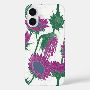 Funda iPhone 16 Impresión de bloques de madera rosa de girasol