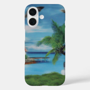 Funda iPhone 16 Impresión de escenas de playa tropical