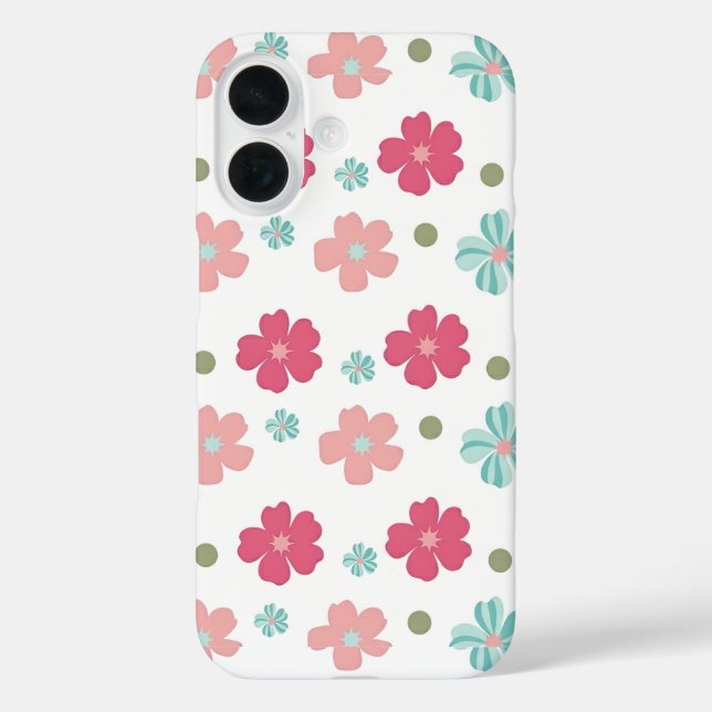 Funda iPhone 16 Impresión de flores Minimalistas (Reverso )