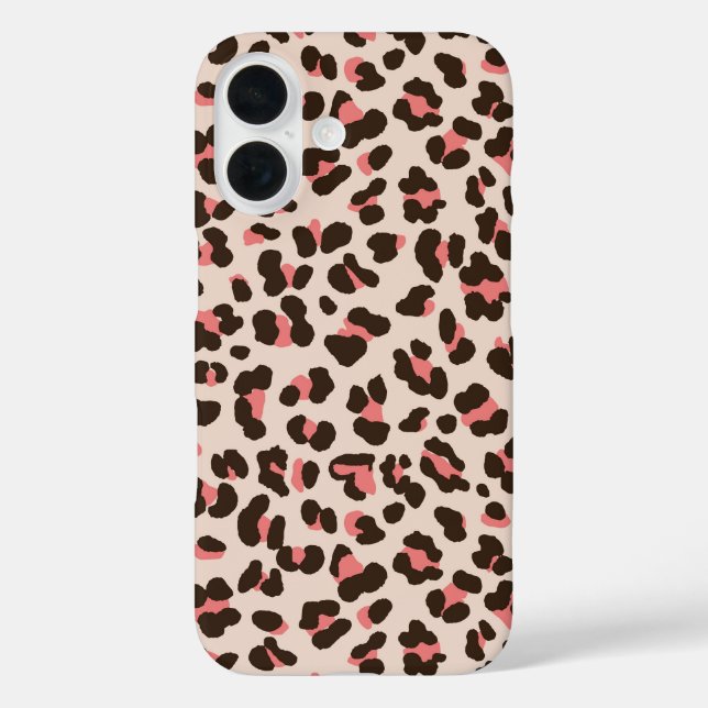 Funda iPhone 16 Impresión de leopardo rosa (Reverso )