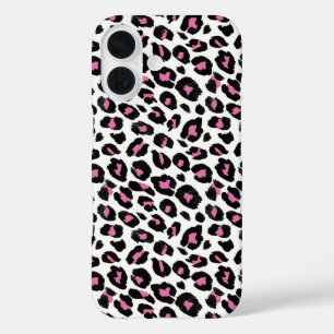 Funda iPhone 16 Impresión de leopardo rosa y negro