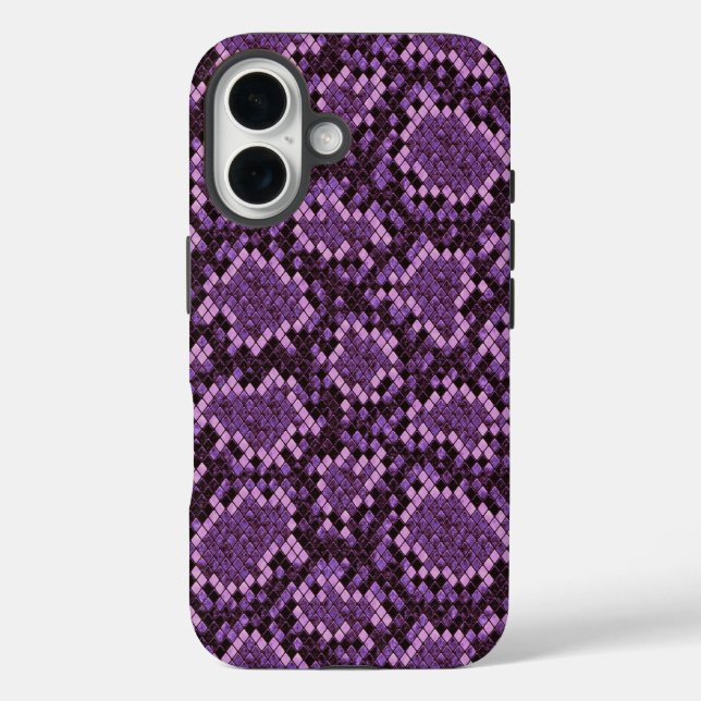 Funda iPhone 16 Impresión de serpientes moradas (Reverso )