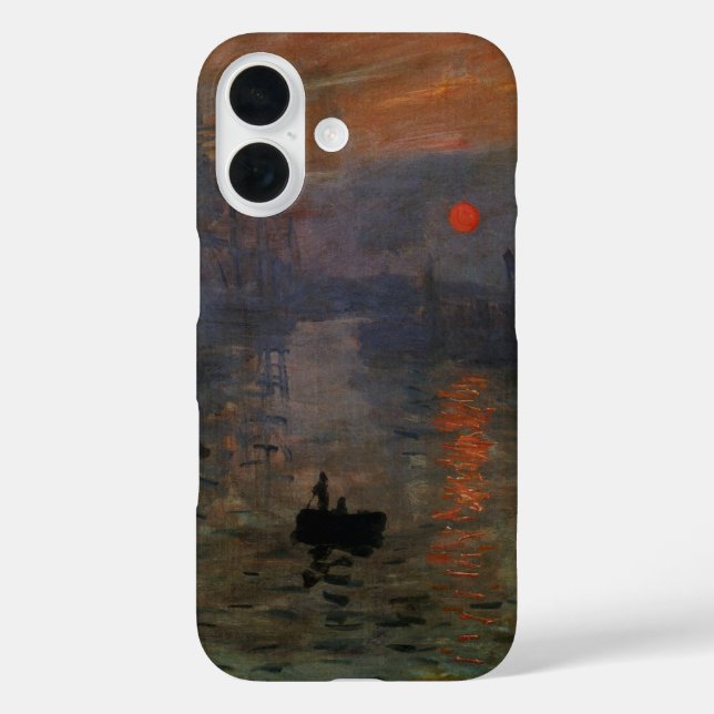 Funda iPhone 16 Impresión del amanecer por Claude Monet, arte vint (Reverso )