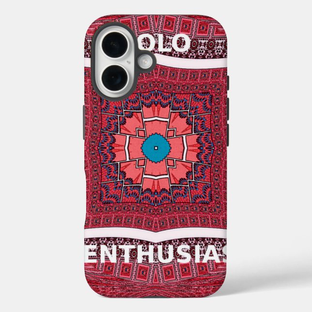 Funda iPhone 16 Impresión del arte del patrón de Ajrak tradicional (Reverso )