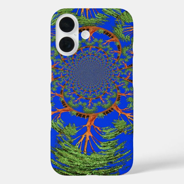 Funda iPhone 16 Impresión/gráfico de árbol de acacia Kaleidoscope (Reverso )