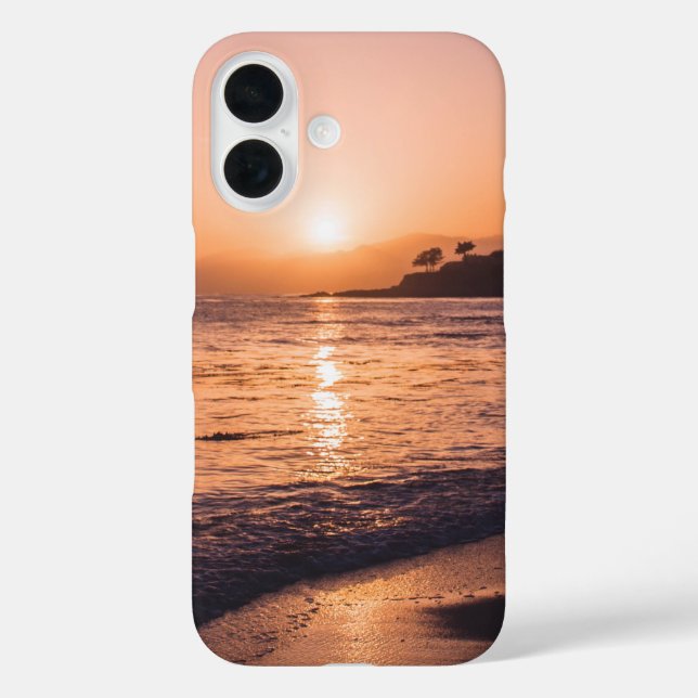 Funda iPhone 16 Impresionante puesta de sol en la playa (Reverso )