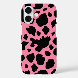 Funda iPhone 16 Imprimir vaca en rosa