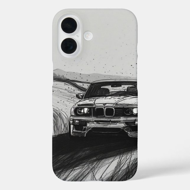 Funda iPhone 16 Impulso icónico: esbozo E30 (Reverso )
