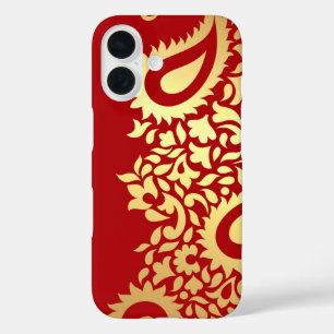 Funda iPhone 16 Indio de los Golden Red Paisleys