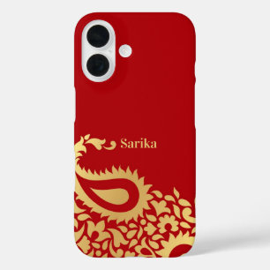 Funda iPhone 16 Indio de los Golden Red Paisleys