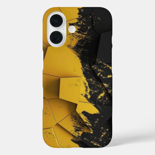 Funda iPhone 16 Industrial Yellow & Black Distressed Hexagon Phone (Reverso )
