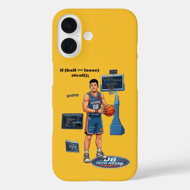 Funda iPhone 16 Ingeniero de software chino jugando baloncesto URM (Reverso )