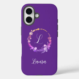 Funda iPhone 16 Inicial de Monograma Elegante Nombre Personalizado